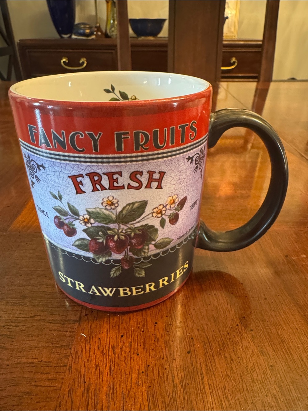 Kimberly Poloson + Lang Fancy Fruits Strawberries Cherries Coffee Tea Mug Cup